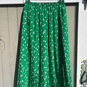 Elegant Green Polka Dot Midi Skirt